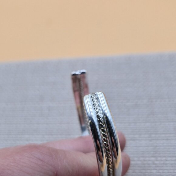 6 Inch Sterling Silver Center Braided Pattern Cuff Bracelet B574 - Picture 3 of 6